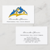 Carte De Visite Agent immobilier professionnel Broker Maison bleue (Devant / Derrière)