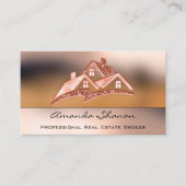 Carte De Visite Agent immobilier professionnel Broker Maison Rose (Devant)