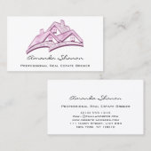 Carte De Visite Agent immobilier professionnel Broker Maison rose (Devant / Derrière)