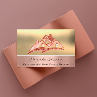 Carte De Visite Agent immobilier professionnel Courtier Rose Gold