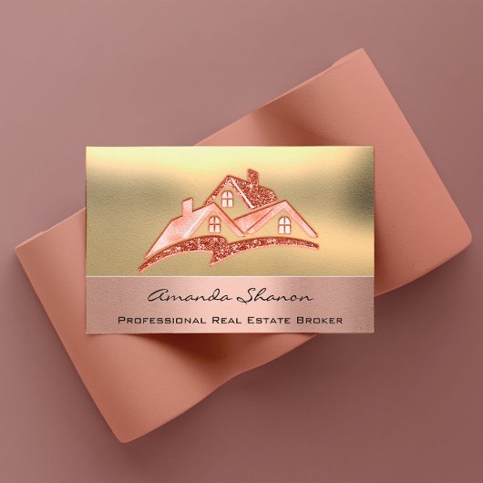 Carte De Visite Agent immobilier professionnel Courtier Rose Gold