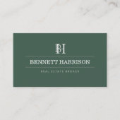 Carte De Visite Agent immobilier professionnel Monogramme Vert imm (Devant)