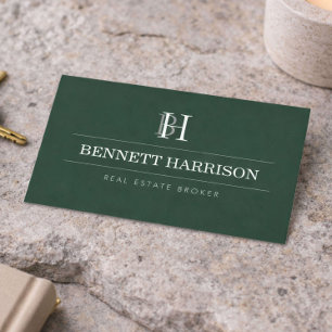 Carte De Visite Agent immobilier professionnel Monogramme Vert imm