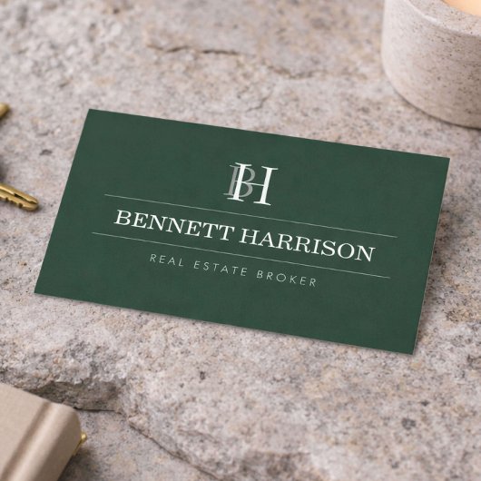 Carte De Visite Agent immobilier professionnel Monogramme Vert imm