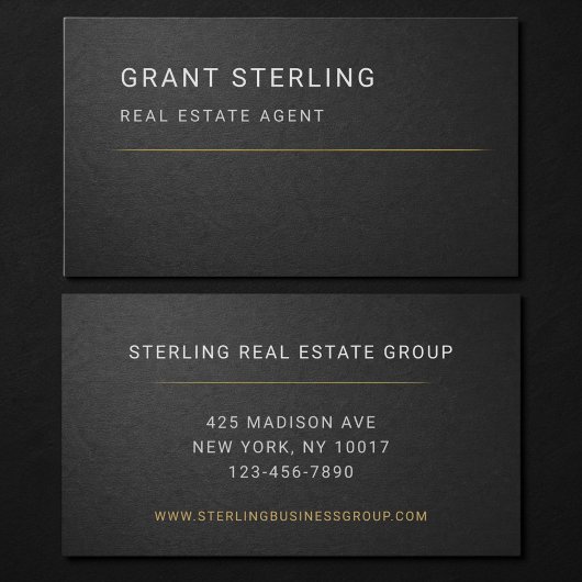 Carte De Visite Agent immobilier professionnel noir