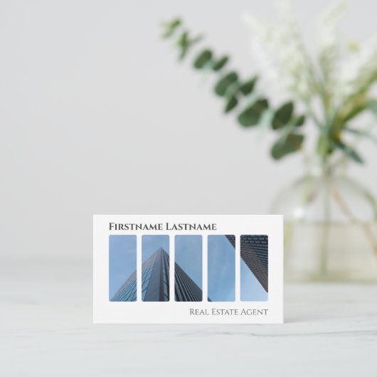 Carte De Visite Agent immobilier QR-Code bâtiments de bureau moder (Debout devant)