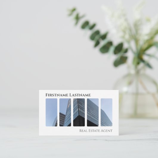Carte De Visite Agent immobilier QR-Code bâtiments de bureau moder (Debout devant)