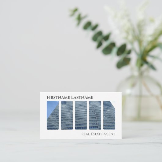 Carte De Visite Agent immobilier QR-Code bâtiments de bureau moder (Debout devant)