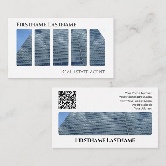 Carte De Visite Agent immobilier QR-Code bâtiments de bureau moder (Devant / Derrière)