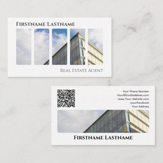 Carte De Visite Agent immobilier QR-Code bâtiments de bureau moder (Devant / Derrière)