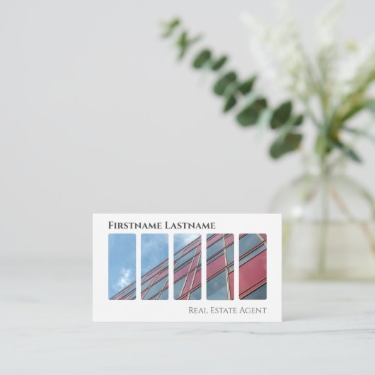 Carte De Visite Agent immobilier QR-Code bâtiments de bureau moder (Debout devant)
