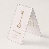 Carte De Visite Agent immobilier Realer Gold Key QR Blush Pink (Devant)