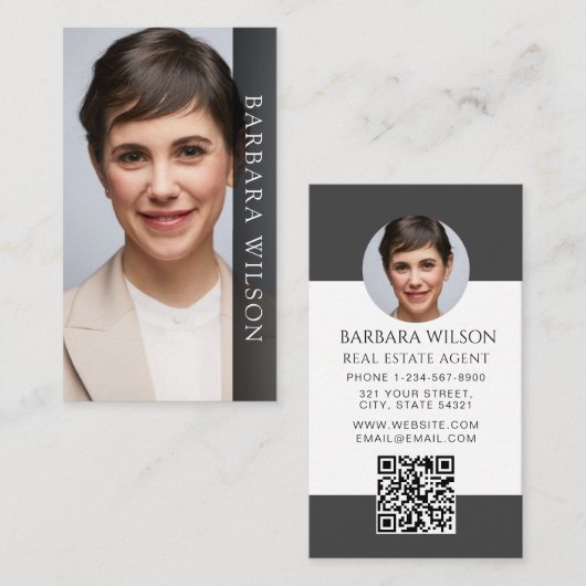 Carte De Visite Agent immobilier Realtor Ajouter un code QR de pho (Devant / Derrière)