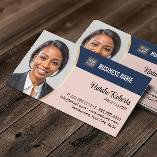 Carte De Visite Agent immobilier Realtor Blue & Pink Photo personn