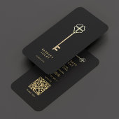 Carte De Visite Agent immobilier Realtor Clé d'or noir élégant
