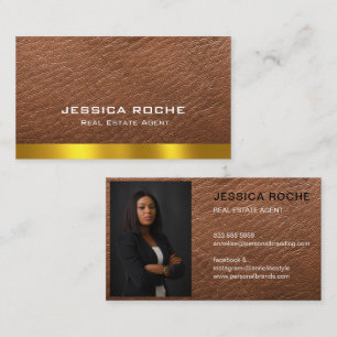 Carte De Visite Agent immobilier Realtor Gold Brown Photo personna
