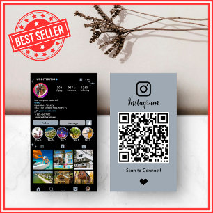 Carte De Visite Agent immobilier Realtor Instagram Dusty Blue QR
