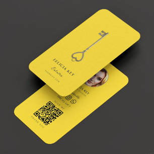Carte De Visite Agent immobilier Realtor Photo Clé jaune