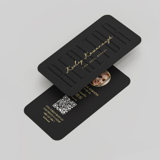 Carte De Visite Agent immobilier Realtor Photo moderne Noir