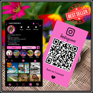 Carte De Visite Agent immobilier Rose Pâle Instagram QR Immobilier