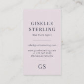 Carte De Visite Agent immobilier Rose quartz violet monogramme (Dos)