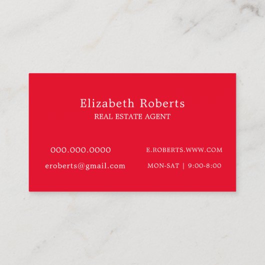 Carte De Visite Agent immobilier rouge (Dos)