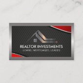 Carte De Visite Agent immobilier | Rouge métallique | Bordures (Devant)