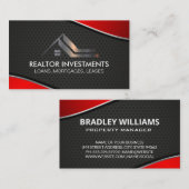 Carte De Visite Agent immobilier | Rouge métallique | Industriel (Devant / Derrière)