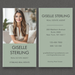 Carte De Visite Agent immobilier Sage Green Photo professionnelle