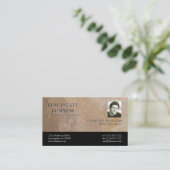 Carte De Visite Agent Immobilier Texture Beige Or (Debout devant)