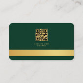 Carte de visite Agent Immobilier Vert Or QR Code (Dos)