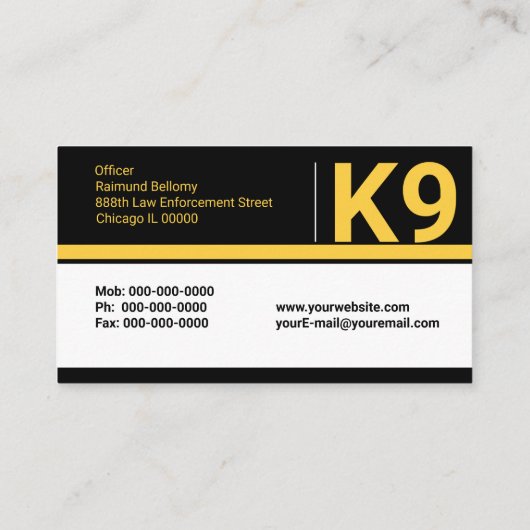 Carte De Visite Agent K9 (Dos)