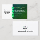 Carte De Visite Agent multiligne du courtier d'assurance (Devant / Derrière)