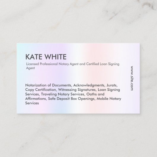 Carte De Visite Agent notaire (Dos)
