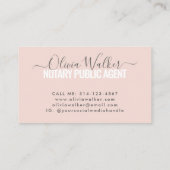 Carte De Visite Agent Notaire Élégant Public Moderne Blush Pink Gr (Dos)