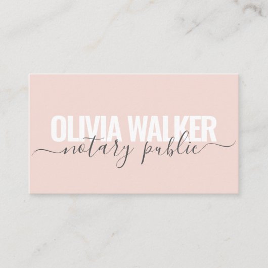 Carte De Visite Agent Notaire Élégant Public Moderne Blush Pink Gr (Devant)