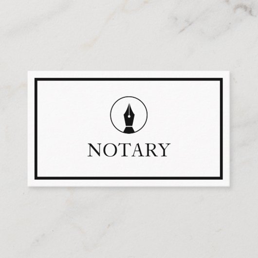 Carte De Visite Agent notaire Logo de stylo Écrivain de calligraph (Devant)