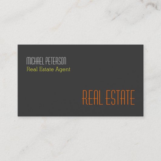 Carte de visite agent orange gris moderne (Devant)