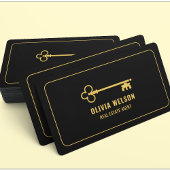 Carte De Visite Agent Realtor Elegant Gold & Black Professional