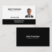 Carte De Visite Agent simple d'assurance photo noir et blanc (Devant / Derrière)