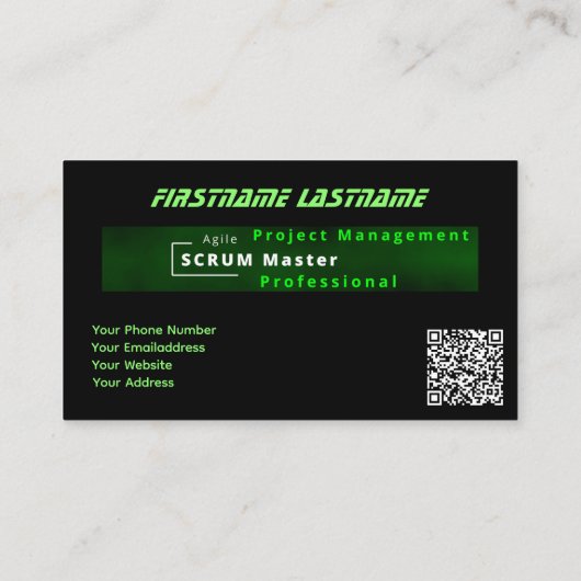 Carte De Visite Agile Scrum Master pour une gestion de projet agil (Dos)