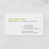 Carte De Visite Agricole de citron vert fabricant de confiture car (Devant)