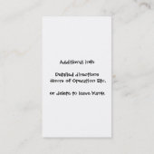 Carte De Visite Agriculteur ou ranch d'âne (Dos)