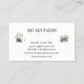 Carte De Visite Agriculture de la ferme d'élevage de vaches d'herb (Dos)