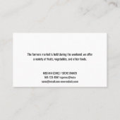 Carte De Visite Agriculture | Tracteur agricole (Dos)