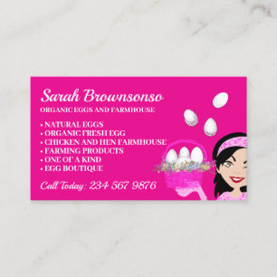 Carte De Visite Agritourisme de poule d'oeuf bio rose