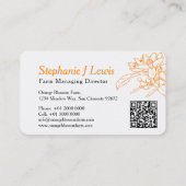 Carte De Visite Agritourisme Orange fleurom plante agrumes fournis (Dos)