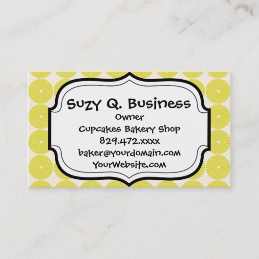 Carte De Visite Agrume assez jaune d'été de motifs de cercles (Devant)