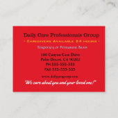 Carte De Visite Aidant professionnel sincère et amical  (Dos)