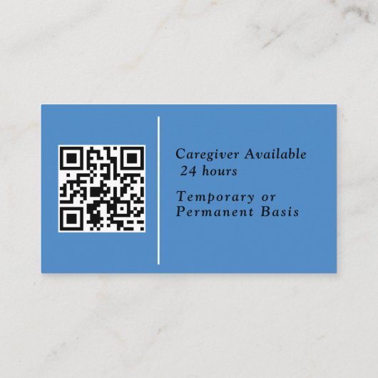 Carte De Visite Aide au soignant photo de l'adjoint QR Code (Dos)